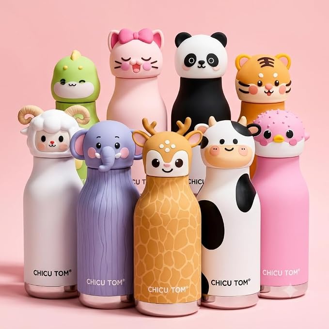 Chicu Tom 3D Animal Insulated Stainless Steel Water Bottles