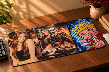 Custom 3-Photo Collage Long Mouse Pad 28 × 58 cm - 3 mm thick | Personalized Gaming Desk Mat